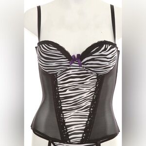 Small Hot Topic bustier corset teddie lingerie zebra lightly padded
